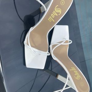 White Shein Lace Up Heels